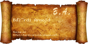 Bérdi Arnold névjegykártya